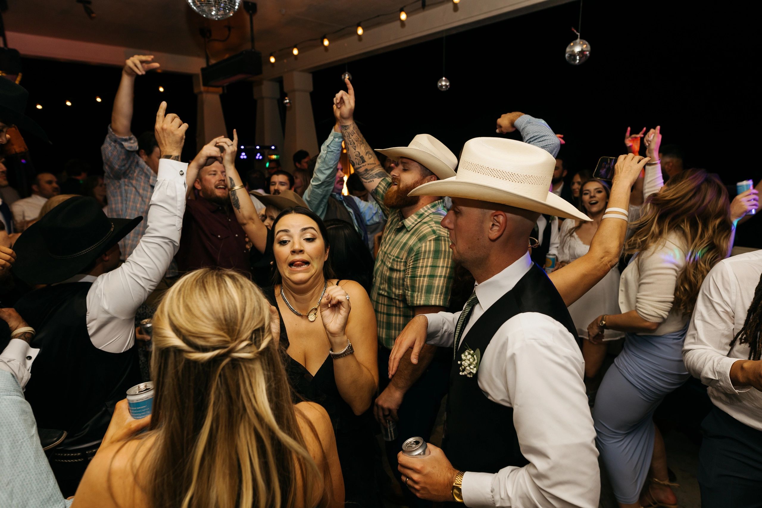 Indoor party with disco balls