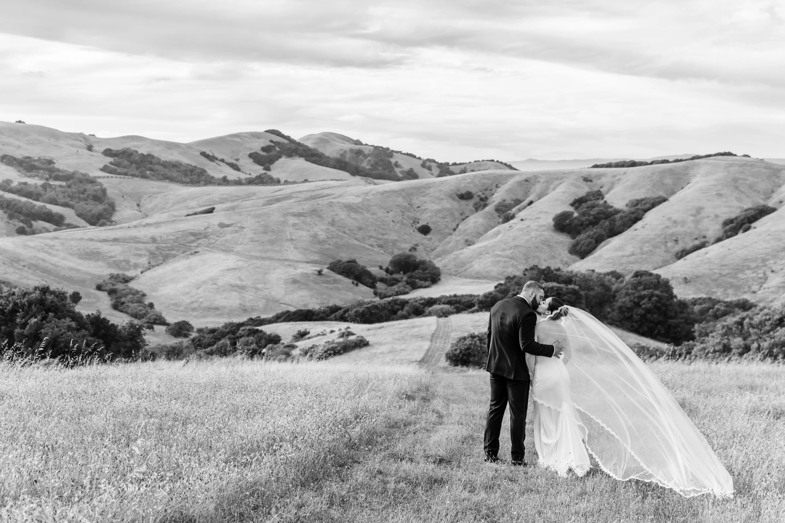 Wedding couple in countryside